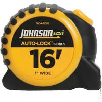 Ruban &agrave; mesurer Auto-Lock avec agrafe de ceinture en acier, 1" x 16', Marques de goujon 1/16" Les Fournitures Industrielles Méga