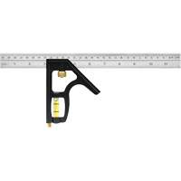 Heavy-Duty Inch/Metric Combination Square, 12" L, 1/8"/1/16"/1/32" Graduations, Stainless Steel Les Fournitures Industrielles Méga
