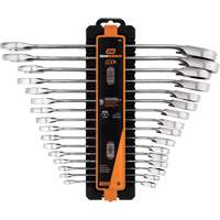 90-Tooth 12-Point Reversible Wrench Set, Ratcheting Box, 16 Pieces, Metric Les Fournitures Industrielles Méga