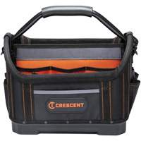 Sac ouvert de 14" pour outils d'ouvrier, 1680 Denier/Polyester, 25 pochettes, Noir/Gris/Orange Les Fournitures Industrielles Méga