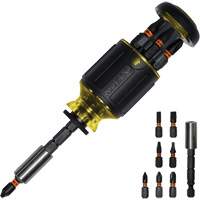 Tournevis tronqu&eacute; multi-embouts de longueur ajustable 8-en-1, 4-4/5" lo, Prise Coussin&eacute;e Les Fournitures Industrielles Méga