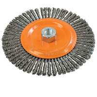 Brosse &agrave; fils nou&eacute;s pour cordons de soudure, Dia. 6-7/8'', Fils 0,02", Arbre 5/8"-11, Acier Les Fournitures Industrielles Méga