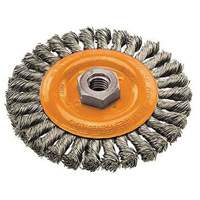 Brosse rotative &agrave; fils nou&eacute;s large, Dia. 4", Fils 0,02", Arbre 5/8"-11, Acier Les Fournitures Industrielles Méga