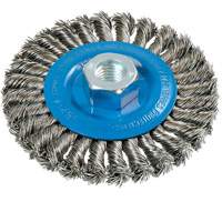 Brosse rotative &agrave; fils nou&eacute;s large, Dia. 4-1/2", Fils 0,02", Arbre 5/8"-11, Aluminium/Acier inoxydable Les Fournitures Industrielles Méga