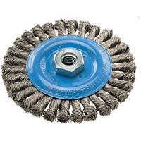 Brosse rotative &agrave; fils nou&eacute;s large, Dia. 5", Fils 0,02", Arbre 5/8"-11, Aluminium/Acier inoxydable Les Fournitures Industrielles Méga