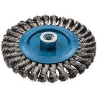 Brosse rotative &agrave; fils nou&eacute;s large, Dia. 6", Fils 0,02", Arbre 5/8"-11, Aluminium/Acier inoxydable Les Fournitures Industrielles Méga