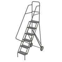 Steel Rolling Ladder, 6 Steps, 16" Step Width, 60" Platform Height, Steel Les Fournitures Industrielles Méga
