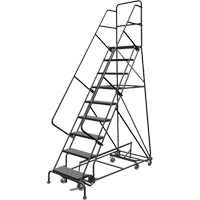 All Directional Rolling Ladder, 9 Steps, 24" Step Width, 90" Platform Height, Steel Les Fournitures Industrielles Méga