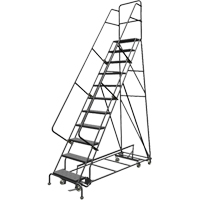 All Directional Rolling Ladder, 11 Steps, 24" Step Width, 110" Platform Height, Steel Les Fournitures Industrielles Méga
