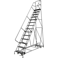 All Directional Rolling Ladder, 14 Steps, 24" Step Width, 140" Platform Height, Steel Les Fournitures Industrielles Méga