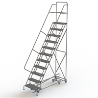 All Directional Rolling Ladder, 11 Steps, 24" Step Width, 110" Platform Height, Steel Les Fournitures Industrielles Méga