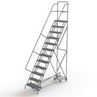All Directional Rolling Ladder, 12 Steps, 24" Step Width, 120" Platform Height, Steel Les Fournitures Industrielles Méga