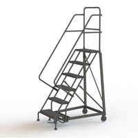 Heavy Duty Rolling Ladder, 6 Steps, 24" Step Width, 60" Platform Height, Steel Les Fournitures Industrielles Méga