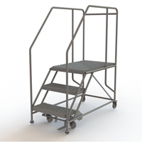 Mobile Work Platform, Steel, 3 Steps, 30" H, 35" D, 24" Step, Serrated Les Fournitures Industrielles Méga