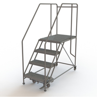 Mobile Work Platform, Steel, 4 Steps, 40" H, 35" D, 24" Step, Serrated Les Fournitures Industrielles Méga