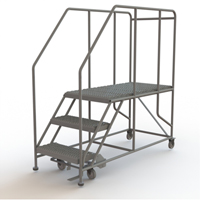 Mobile Work Platform, Steel, 3 Steps, 30" H, 47" D, 24" Step, Serrated Les Fournitures Industrielles Méga
