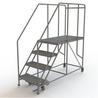 Mobile Work Platform, Steel, 4 Steps, 40" H, 47" D, 24" Step, Serrated Les Fournitures Industrielles Méga