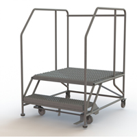 Mobile Work Platform, Steel, 2 Steps, 20" H, 36" D, 36" Step, Serrated Les Fournitures Industrielles Méga