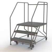Mobile Work Platform, Steel, 3 Steps, 30" H, 36" D, 36" Step, Serrated Les Fournitures Industrielles Méga