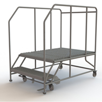 Mobile Work Platform, Steel, 2 Steps, 20" H, 48" D, 36" Step, Serrated Les Fournitures Industrielles Méga