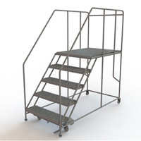 Mobile Work Platform, Steel, 5 Steps, 50" H, 48" D, 36" Step, Serrated Les Fournitures Industrielles Méga