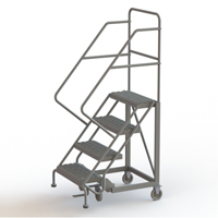 Safety Slope Rolling Ladder, 4 Steps, Serrated, 50° Incline, 40" High Les Fournitures Industrielles Méga