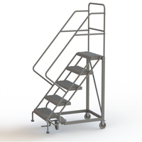 Safety Slope Rolling Ladder, 5 Steps, Serrated, 50° Incline, 50" High Les Fournitures Industrielles Méga