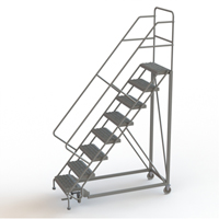Safety Slope Rolling Ladder, 8 Steps, Serrated, 50° Incline, 80" High Les Fournitures Industrielles Méga