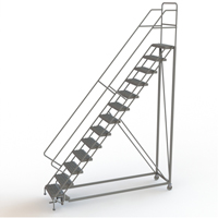 Safety Slope Rolling Ladder, 13 Steps, Serrated, 50° Incline, 130" High Les Fournitures Industrielles Méga