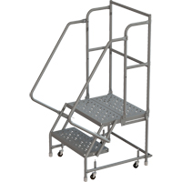 Deep Top Step Rolling Ladder, 2 Steps, 16" Step Width, 20" Platform Height, Steel Les Fournitures Industrielles Méga