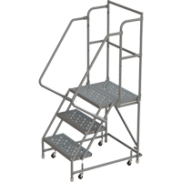 Deep Top Step Rolling Ladder, 3 Steps, 16" Step Width, 30" Platform Height, Steel Les Fournitures Industrielles Méga