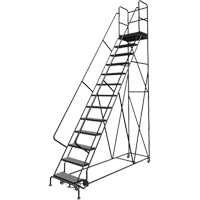 Deep Top Step Rolling Ladder, 13 Steps, 24" Step Width, 130" Platform Height, Steel Les Fournitures Industrielles Méga