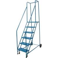 Escabeau roulant, 6 marches, Largeur de la marche 18", Hauteur de la plateforme 55", Acier Les Fournitures Industrielles Méga