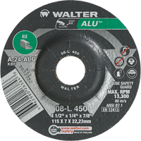 Aluminium Depressed Centre Grinding Wheels, 4-1/2" x 1/4", 7/8" Arbor, Type 27 Les Fournitures Industrielles Méga