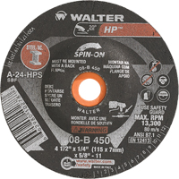 Meule HP vissable, 4-1/2" x 1/4", Arbre de 5/8"-11, Type 27S Les Fournitures Industrielles Méga