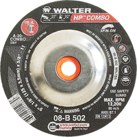HP Combo Spin-On Combination Wheel, 5" x 1/8", 5/8"-11 Arbor, Type 27S Les Fournitures Industrielles Méga
