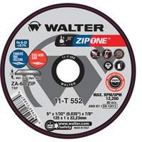 Zip One Cut-Off Wheel, 5" x 1/32", 7/8" Arbor, Type 1, Zirconia Alumina, 12200 RPM Les Fournitures Industrielles Méga