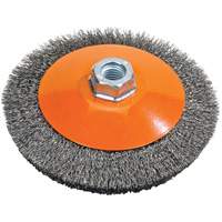 Saucer Crimped Wire Wheel, 5" Dia., 0.012" Fill, 5/8"-11 Arbor Les Fournitures Industrielles Méga