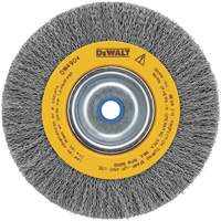 Crimped Bench Wire Brush, 6" Dia., 0.014" Fill, 5/8" - 1/2" Arbor Les Fournitures Industrielles Méga