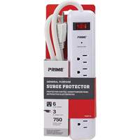 Surge Protector, 6 Outlets, 750 J, 1875, 3' Cord Les Fournitures Industrielles Méga