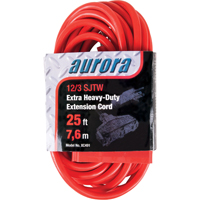 Vinyl Extension Cord, Outdoor, SJTW, 12/3 AWG, 15 A, 3 Outlet(s), 25' Les Fournitures Industrielles Méga