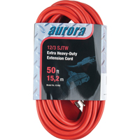 Vinyl Extension Cord, Outdoor, SJTW, 12/3 AWG, 15 A, 3 Outlet(s), 50' Les Fournitures Industrielles Méga