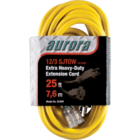 Vinyl Extension Cord with Light Indicator, Outdoor, SJTOW, 12/3 AWG, 15 A, 25' Les Fournitures Industrielles Méga