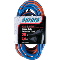 TPE-Rubber Extension Cord With Light Indicator, All-Weather, SJEOW, 12/3 AWG, 15 A, 25' Les Fournitures Industrielles Méga