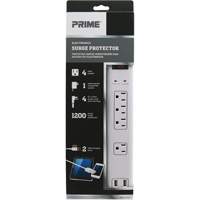 Limiteurs de surtension avec chargeur USB, 4 Prises, 1200 J, 1875 W, Cordon 4' Les Fournitures Industrielles Méga