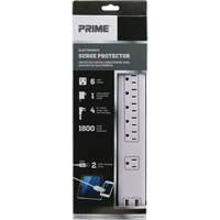 Limiteurs de surtension avec chargeur USB, 6 Prises, 1800 J, 1875 W, Cordon 4' Les Fournitures Industrielles Méga