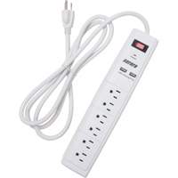 Limiteur de surtension avec chargeur USB, 6 Prises, 1200 J, 1875 W, Cordon 6' Les Fournitures Industrielles Méga