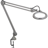 Lampe grossissante, Dioptrie 5, Ampoule DEL, Bras de 45", Pinces serre-joints, Gris Les Fournitures Industrielles Méga