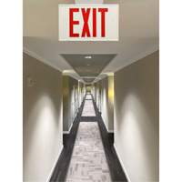 Exit Sign, LED, Battery Operated/Hardwired, 12-1/5" L x 7-1/2" W, English Les Fournitures Industrielles Méga