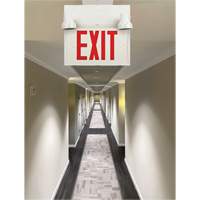 Exit Sign with Security Lights, LED, Battery Operated/Hardwired, 12-1/10" L x 11" W, English Les Fournitures Industrielles Méga